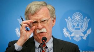U.S. national-security adviser John Bolton speaks at a news conference in Kyiv on August 24.