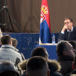 ‘Što da idem na skup, kad gubim državu Srbiju?! Zaposlenim u institucijama obaveza da dođu na miting? Aleksandar Vučič u Lapljem Selu (Foto arhiva Kim)