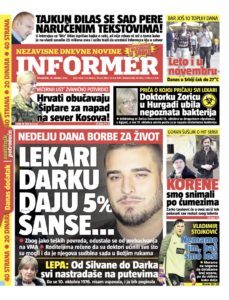 Naslovna strana Informer pon. 30. okt