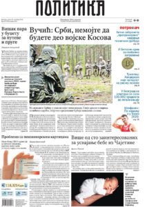 Naslovna strana Politike sreda 30 okt
