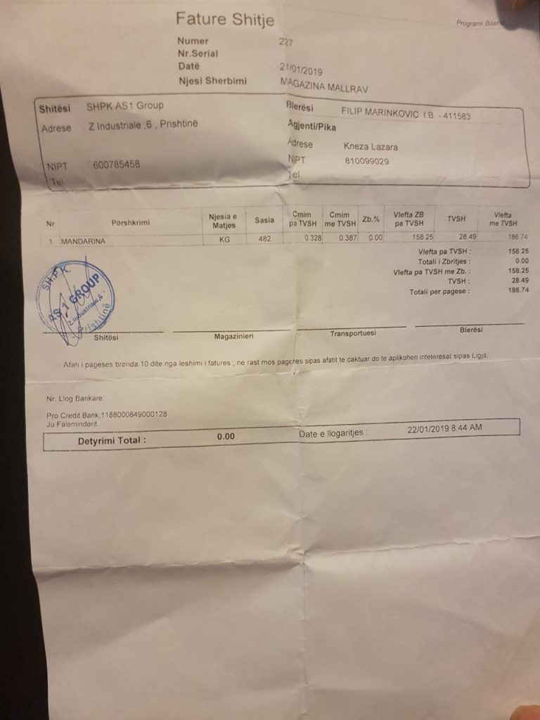 mandarine račun