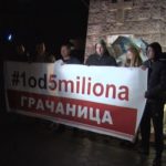 #1od5miliona večeras u Gračanici: Šestoro ljudi, transparent i poruka Protest u Gračanici RTK2