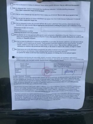 Dokument o zabrani ulaska rukometašima Kuršumlije