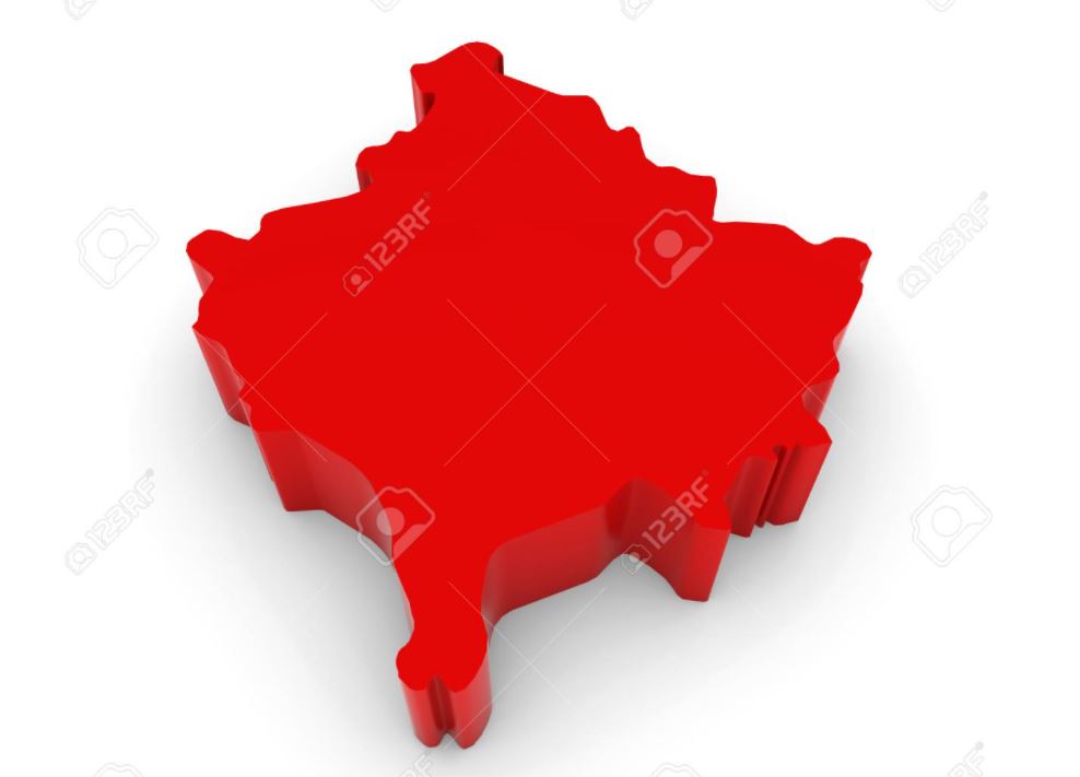 FOTO: 123rf.com/Red 3D Illustration Map Outline of Kosovo Isolated on White