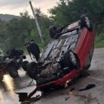 Saobraćajna nezgoda kod Grabovca, vozilo se prevrnulo na krov Saobraćajna nezgoda grabovac