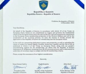 zahtev za članstvo kosova u eu dokument