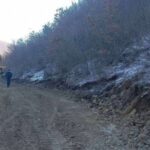 Locals protest a border police station is being constructed on expropriated land in Leposavic