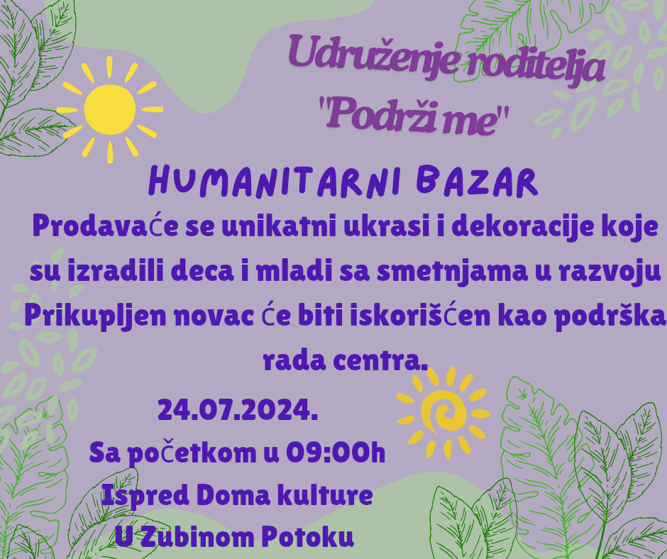 Humanitarni bazar Udruženja roditelja “Podrži me” u sredu u Zubinom PotokuHumanitani bazar u Zubinom Potoku