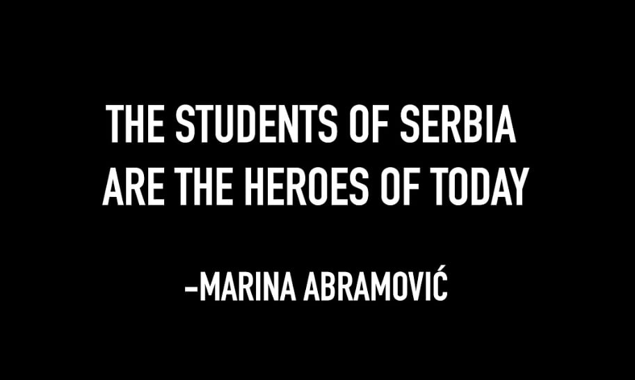 Marina Abramović podržala studente: Studenti Srbije su heroji današnjice