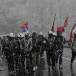Serb Group from Kosovo Marches to Belgrade in Support of President Vučić’s Upcoming Rally Srbi pešačenje Vučić skup