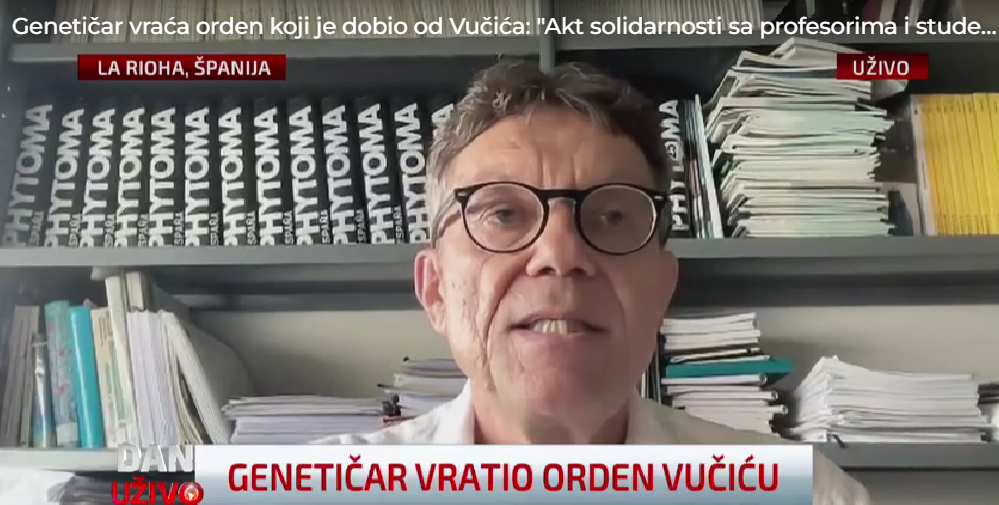 Genetičar vraća orden Vučiću: Režim koji tuče svoju inteligenciju, seče granu na kojoj sedi