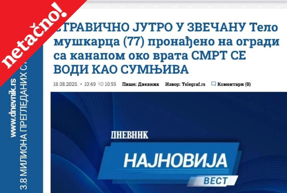 Netačno: Bezdušna laž zarad senzacionalizma
