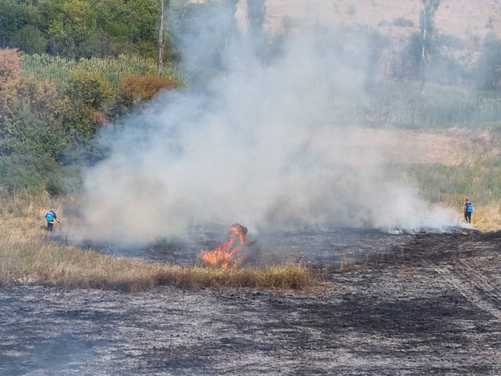 Veći požar kod Malog Zvečana, vatrogasci na terenu