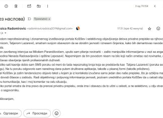 Rebuttal Email Sent under the Name “Radoica Radomirović” to KoSSev