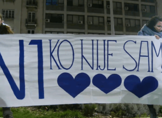 Podrška za napadnute novinare N1 kod Skupštine: prorežimsko udruženje upalo na skup