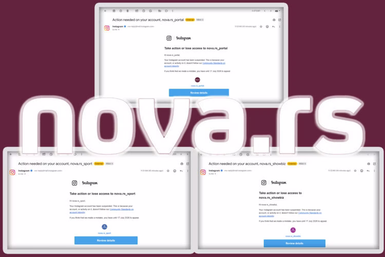 Privremeno suspendovani Instagram nalozi redakcije Nova, nalog Radar.rs trajno ugašen, napadi i na druge profile