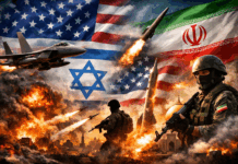 SAD upozoravaju svoje građane u Albaniji da bi mogli biti meta grupa povezanih sa Iranom FOTO: KoSSev: Ilustracija sukoba Iran–Izrael–SAD, generisana AI alatom DALL·E.