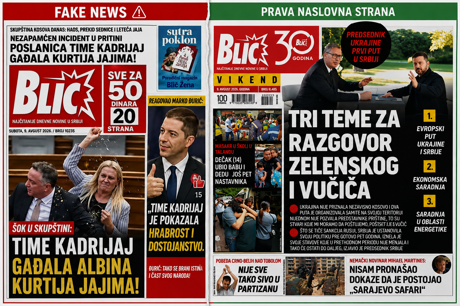 Lažni „Blic“, izmišljena Đurićeva pohvala Time Kadrijaj i šest sati do izvinjenja: Fake koji su širili iz Samoopredeljenja